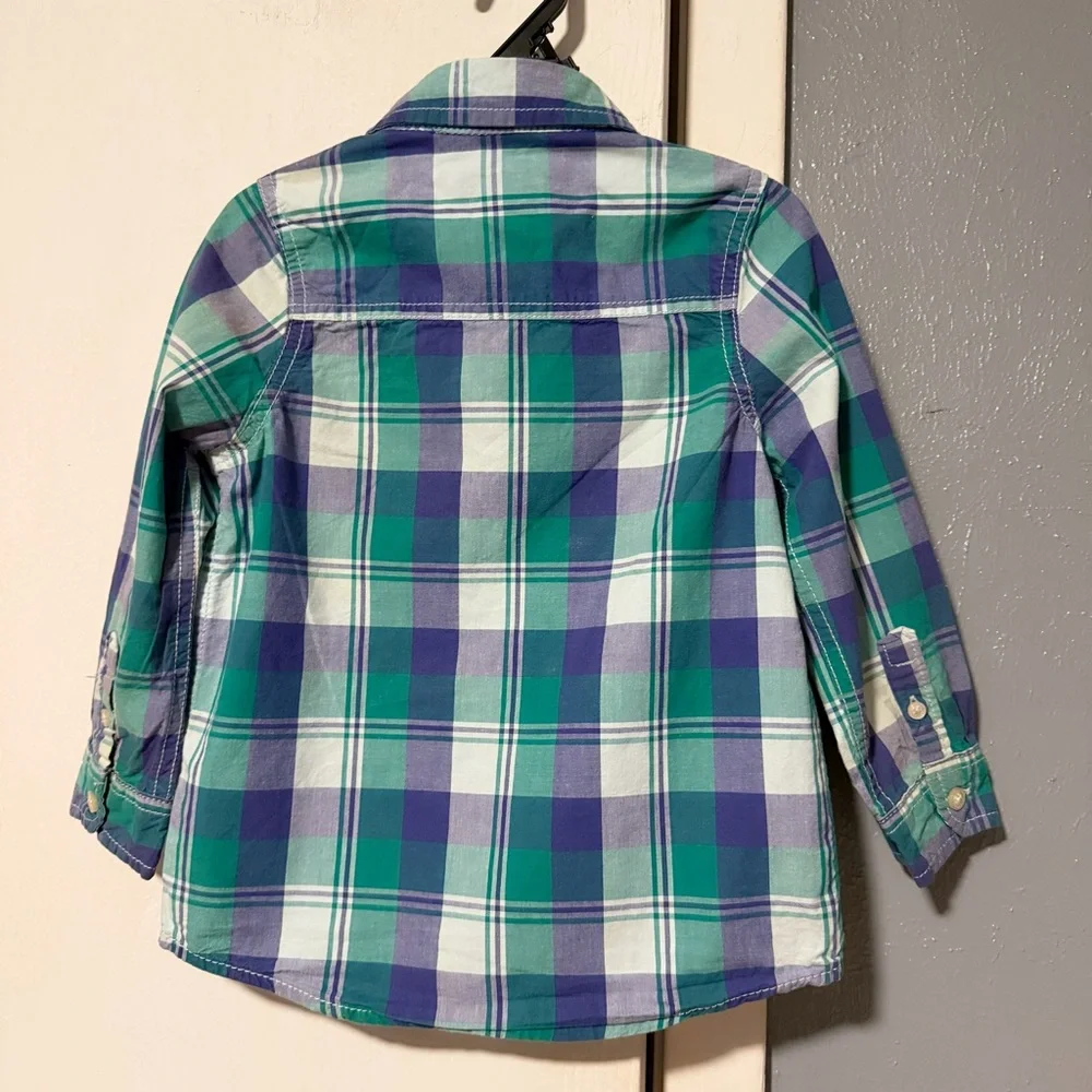 Kids OshKosh B'gosh Green & Blue Plaid Button-Down Shirt